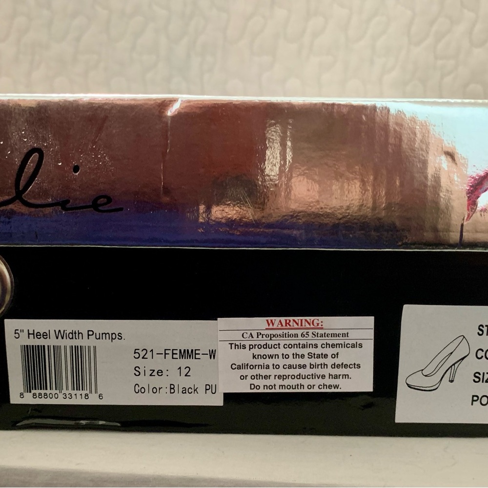 NIB Ellie Black Classic High Heels in 12 WIDE - Picture 6 of 6